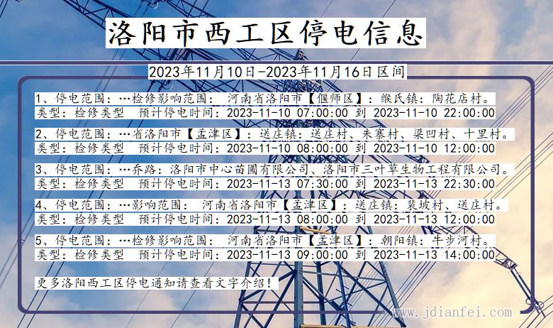 河南省洛阳西工停电通知