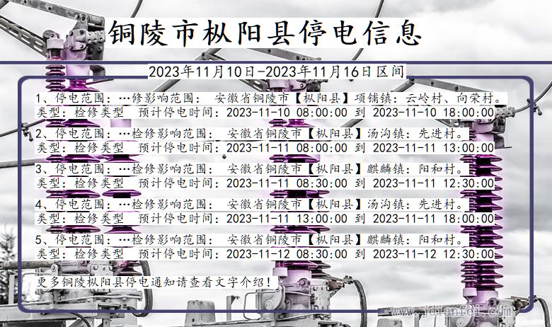 铜陵枞阳停电通知 安徽省铜陵枞阳停电通知