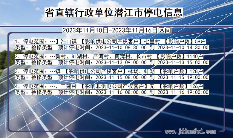 湖北省省直辖行政单位潜江停电通知