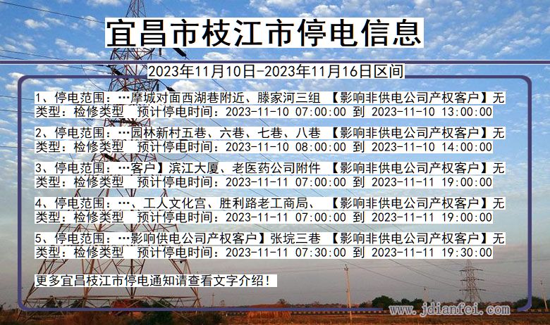 湖北省宜昌枝江停电通知