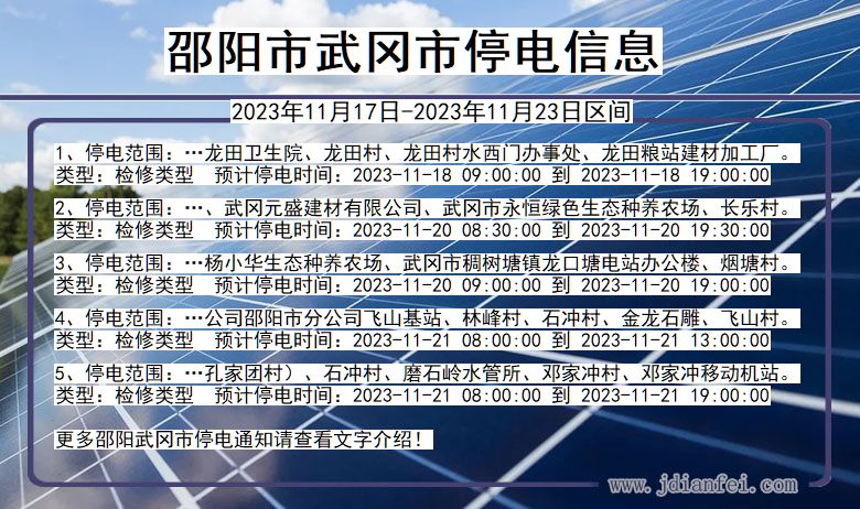 湖南省邵阳武冈停电通知