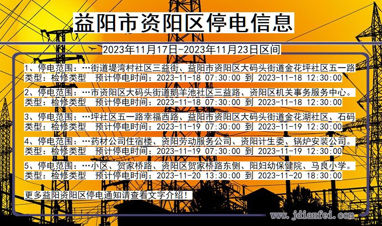 湖南省益阳资阳停电通知