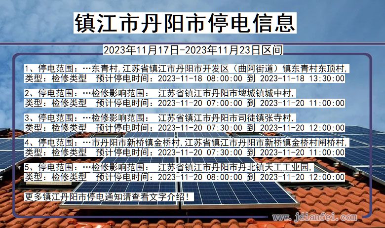 江苏省镇江丹阳停电通知