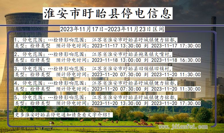 淮安盱眙停电通知 江苏省淮安盱眙停电通知