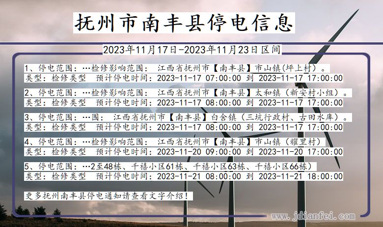 抚州南丰停电通知 江西省抚州南丰停电通知