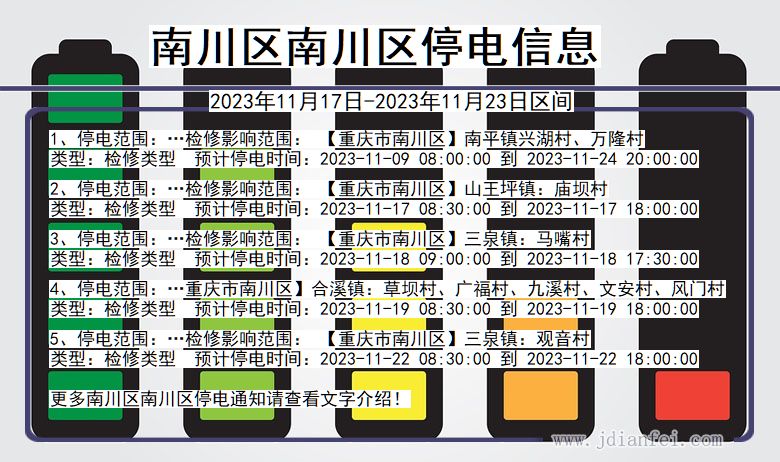 重庆市南川区南川停电通知