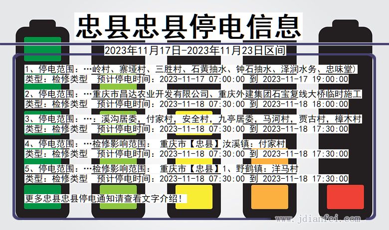 重庆市忠县忠县停电通知