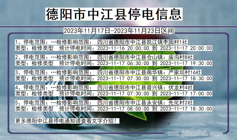 四川省德阳中江停电通知