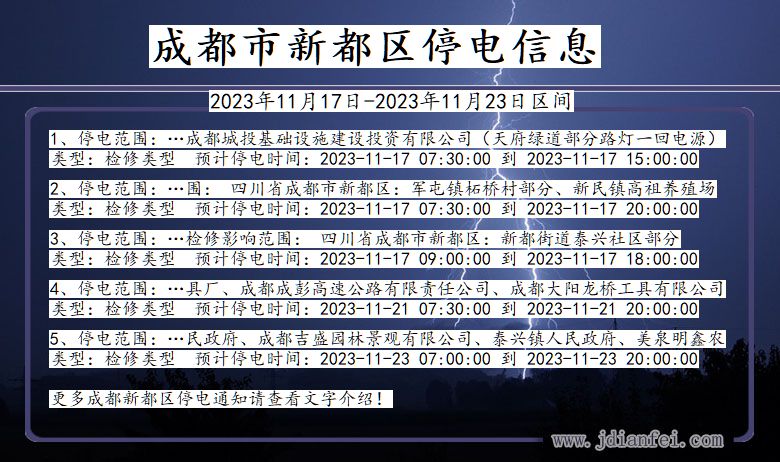 四川省成都新都停电通知