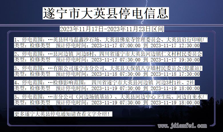 四川省遂宁大英停电通知