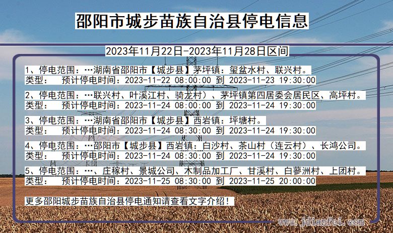 湖南省邵阳城步苗族自治停电通知