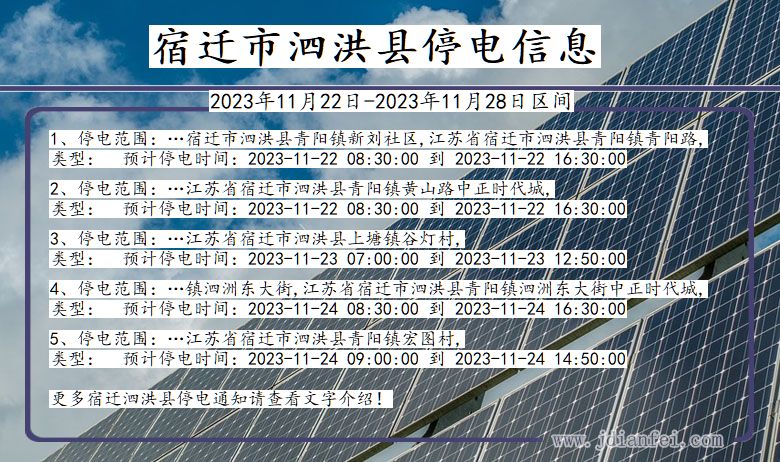 江苏省宿迁泗洪停电通知