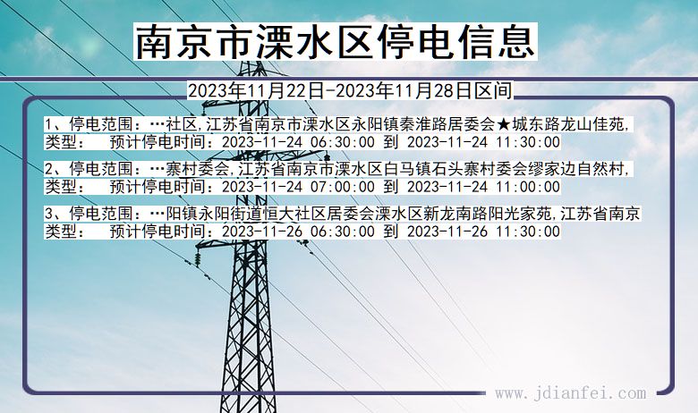 江苏省南京溧水停电通知