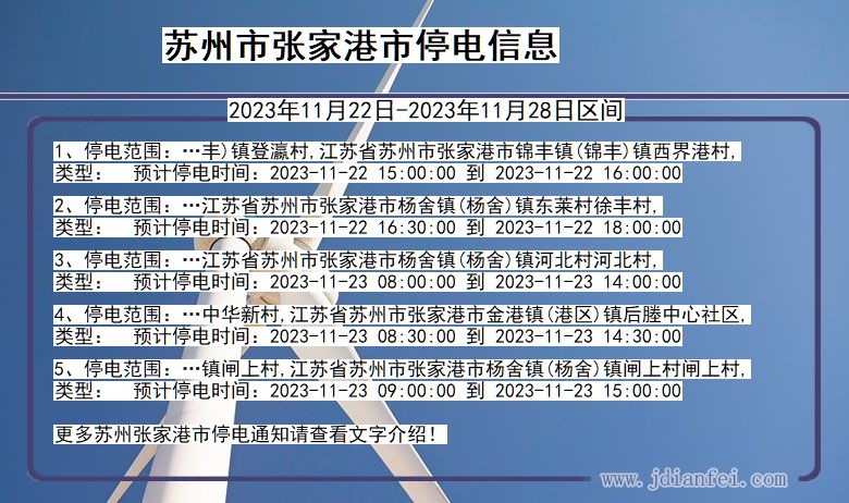 江苏省苏州张家港停电通知