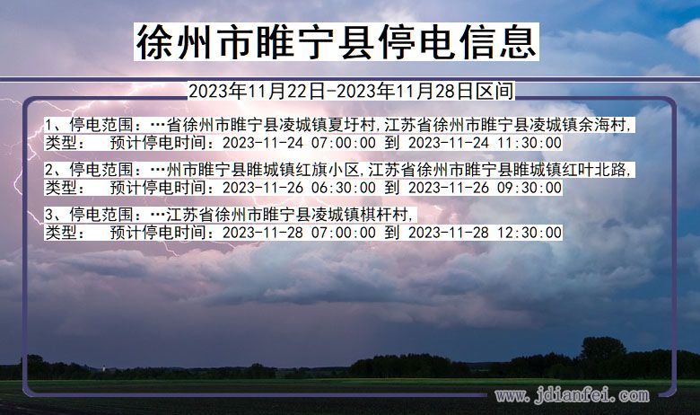 徐州睢宁停电通知 江苏省徐州睢宁停电通知