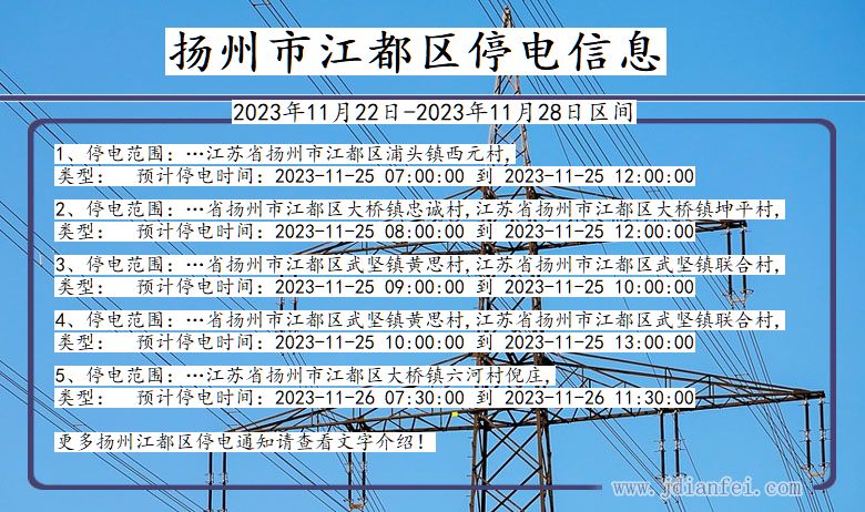 江苏省扬州江都停电通知