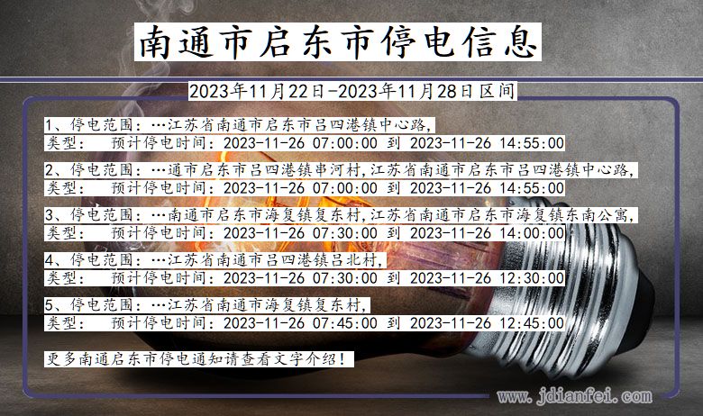 江苏省南通启东停电通知