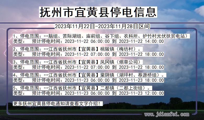 江西省抚州宜黄停电通知