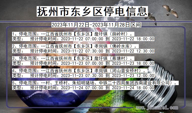 抚州东乡停电通知 江西省抚州东乡停电通知