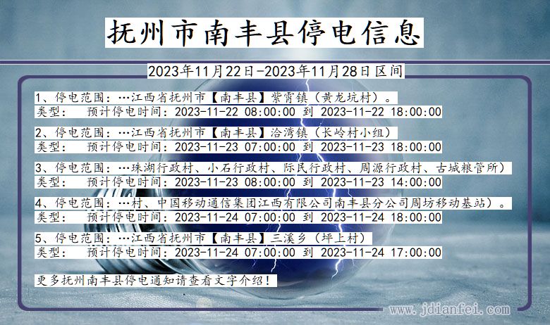 抚州南丰停电通知 江西省抚州南丰停电通知