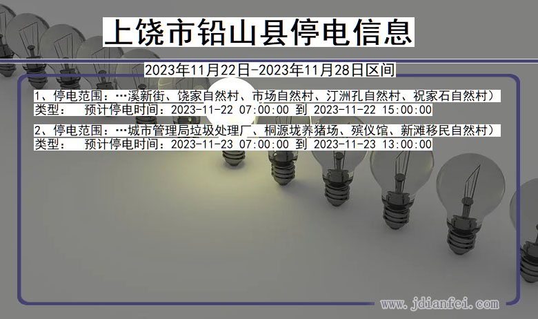 江西省上饶铅山停电通知