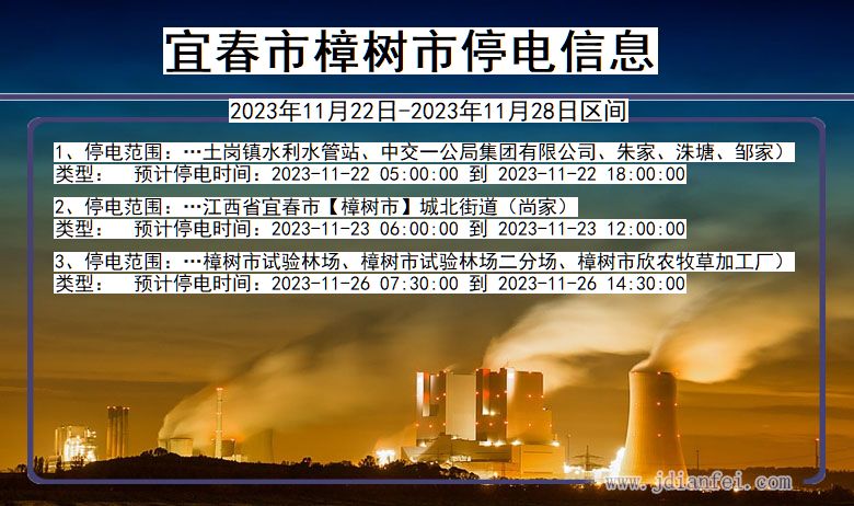 江西省宜春樟树停电通知