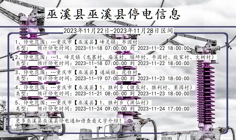 重庆市巫溪县巫溪停电通知