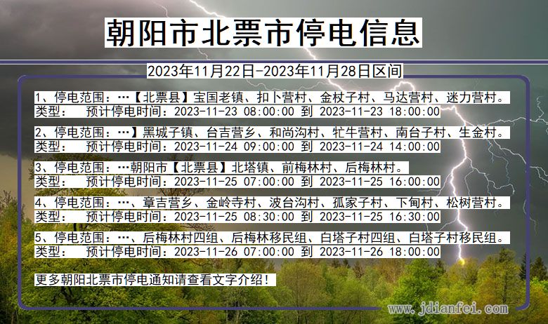 辽宁省朝阳北票停电通知