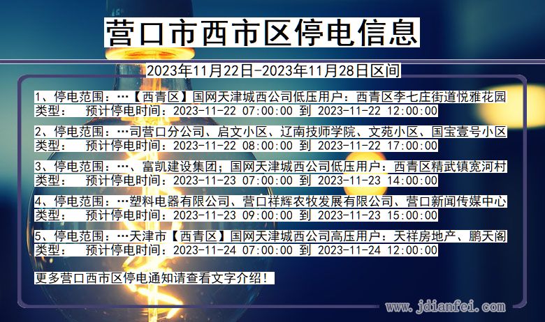 辽宁省营口西停电通知