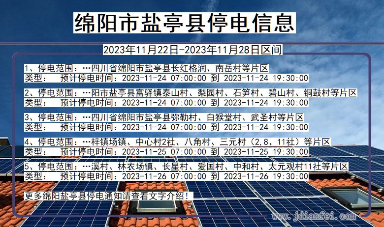 四川省绵阳盐亭停电通知