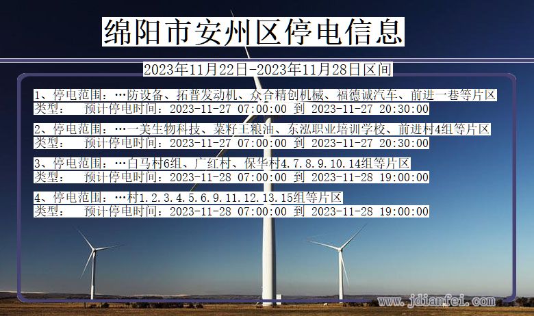 绵阳安州停电通知 四川省绵阳安州停电通知