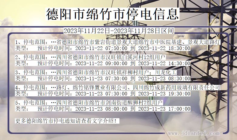 德阳绵竹停电通知 四川省德阳绵竹停电通知