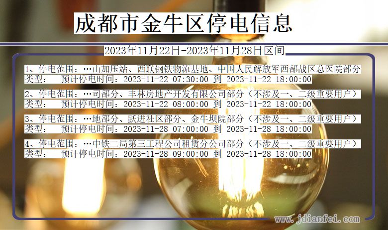 四川省成都金牛停电通知