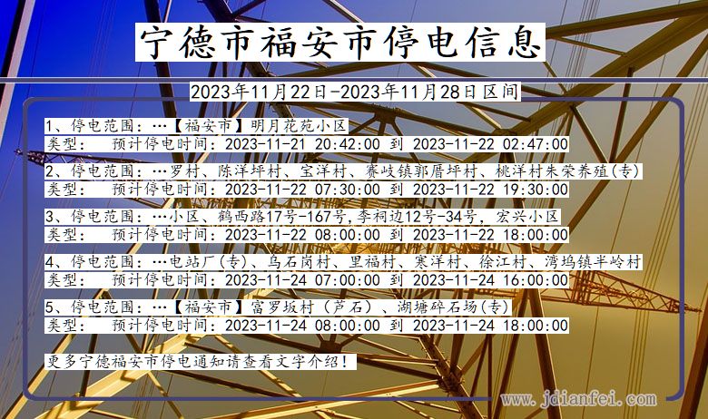 福建省宁德福安停电通知