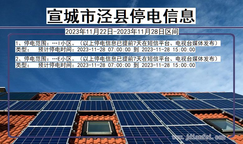 安徽省宣城泾县停电通知