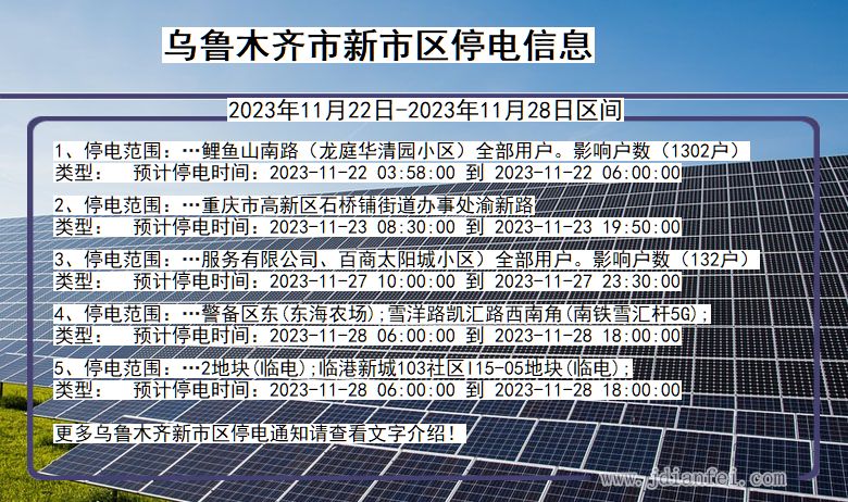 新疆维吾尔自治区乌鲁木齐新停电通知