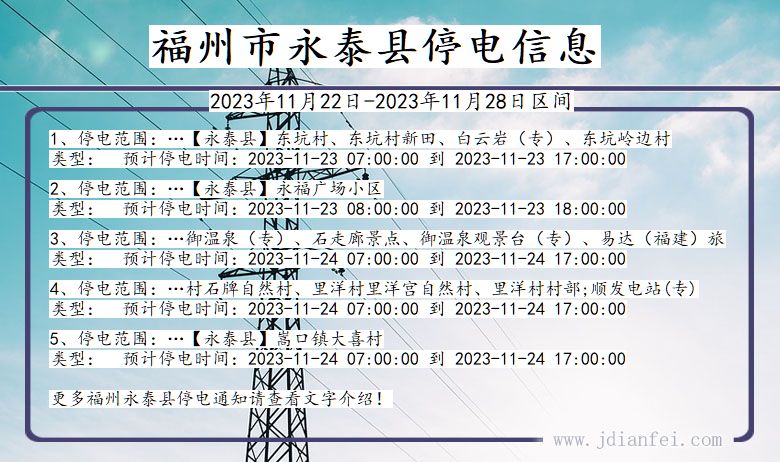 福建省福州永泰停电通知