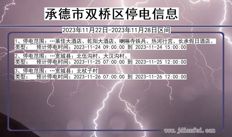 河北省承德双桥停电通知