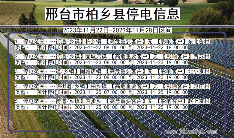 河北省邢台柏乡停电通知