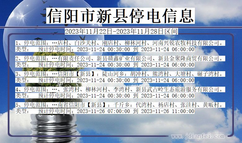 河南省信阳新县停电通知