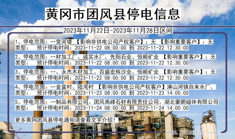 湖北省黄冈团风停电通知