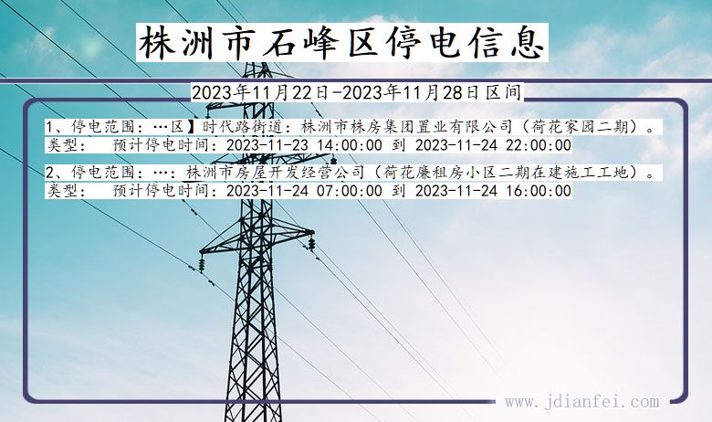 湖南省株洲石峰停电通知