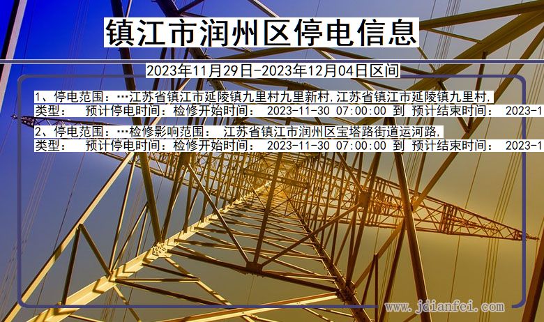 江苏省镇江润州停电通知