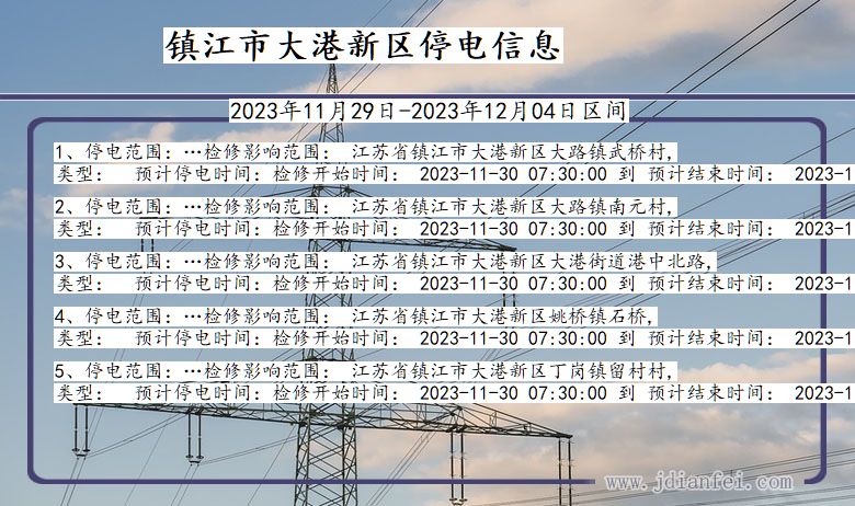 镇江大港新停电通知 江苏省镇江大港新停电通知
