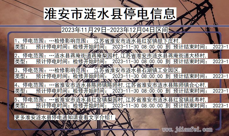 淮安涟水停电通知 江苏省淮安涟水停电通知