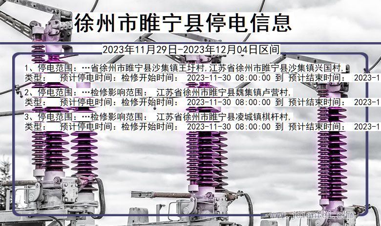 江苏省徐州睢宁停电通知