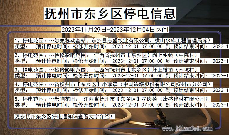 抚州东乡停电通知 江西省抚州东乡停电通知