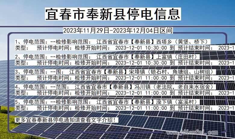 江西省宜春奉新停电通知