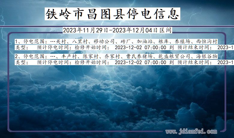 铁岭昌图停电通知 辽宁省铁岭昌图停电通知