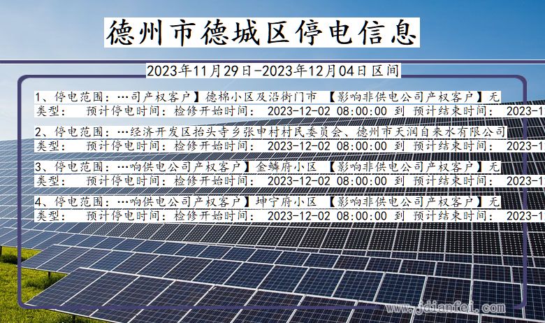 山东省德州德城停电通知